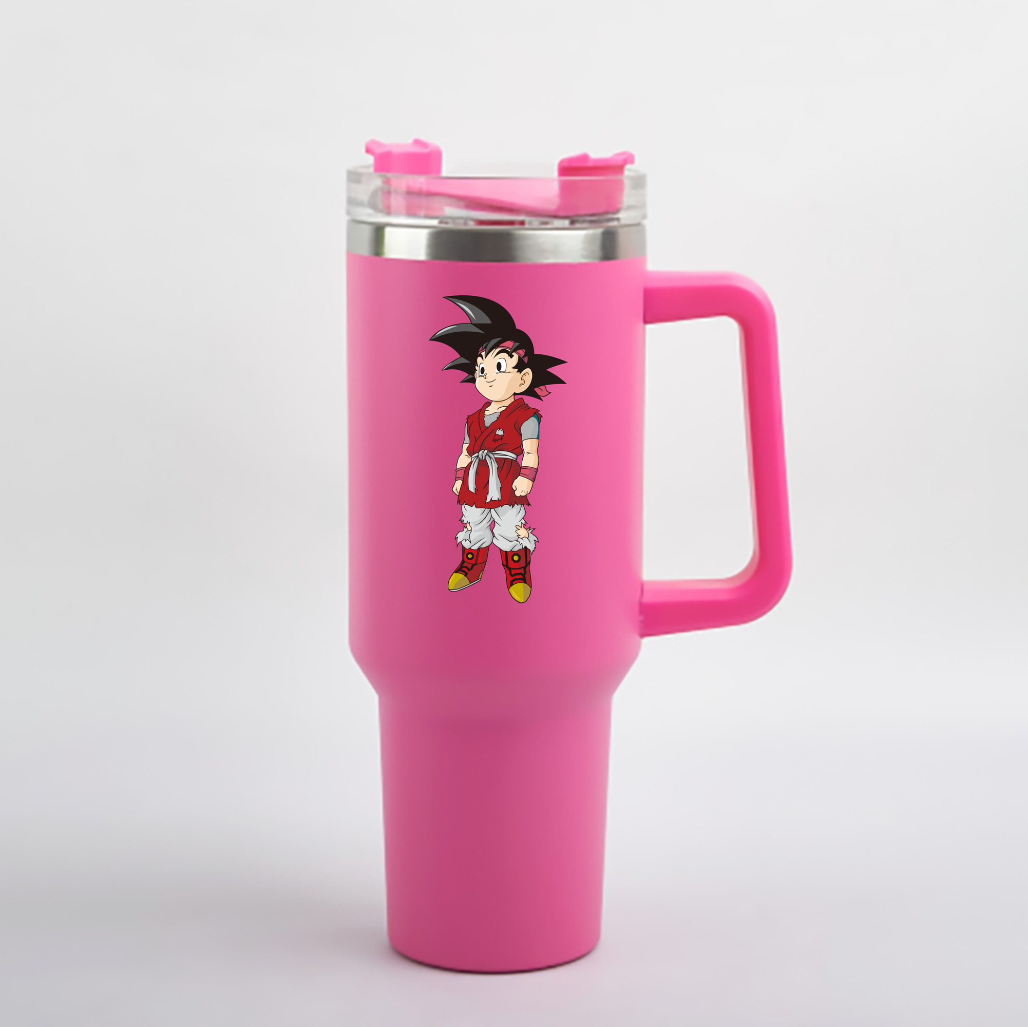 （画像用） ドラゴンボール 孫悟空（そん ごくう）Son Goku カカロット DRAGON BALL Kakarotto 1200mL車用タンブラー - クリスタルステッカー（プラスチックストロー付き）